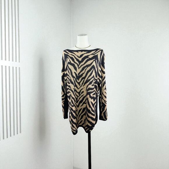 Cabi Women’s Tiger Print Sweater | Bold Zebra Stripes drop shoulder | Size Small - Picture 1 of 10